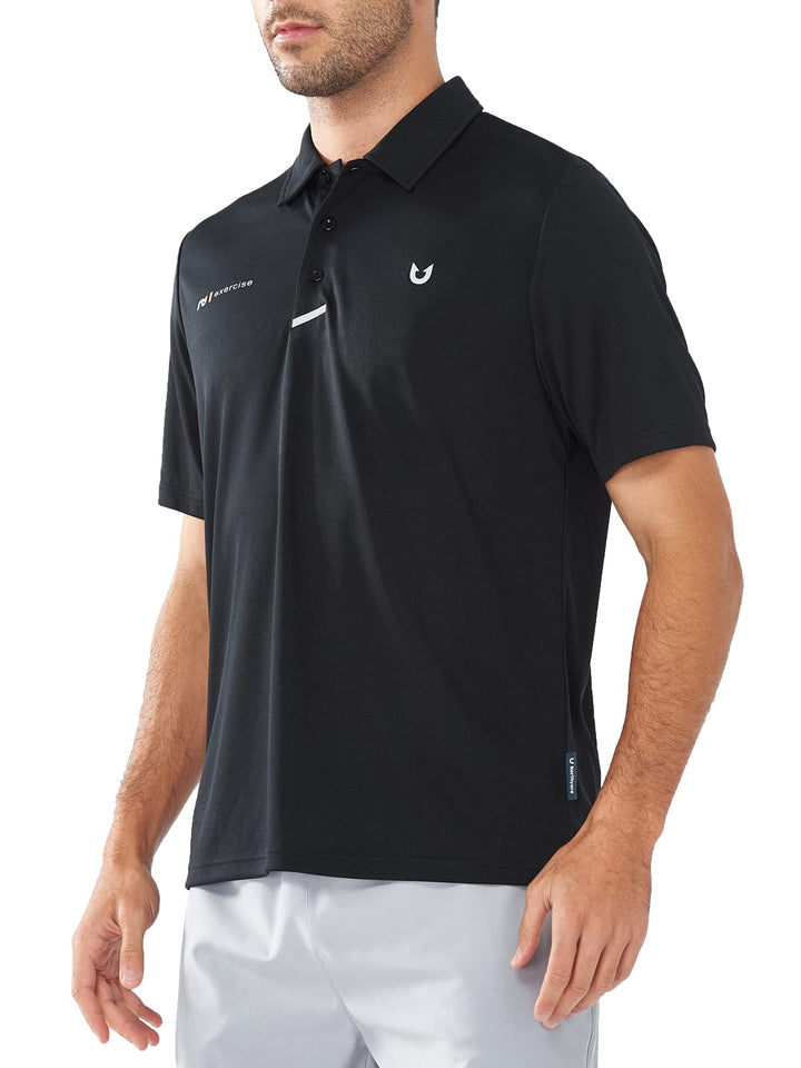 NORTHYARD Men's Black Business Casual Polo Golf Shirts Button Short Sleeve for Tennis