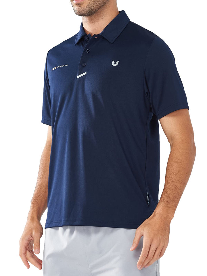 NORTHYARD Men's Navy Business Casual Polo Golf Shirts Button Short Sleeve for Tennis
