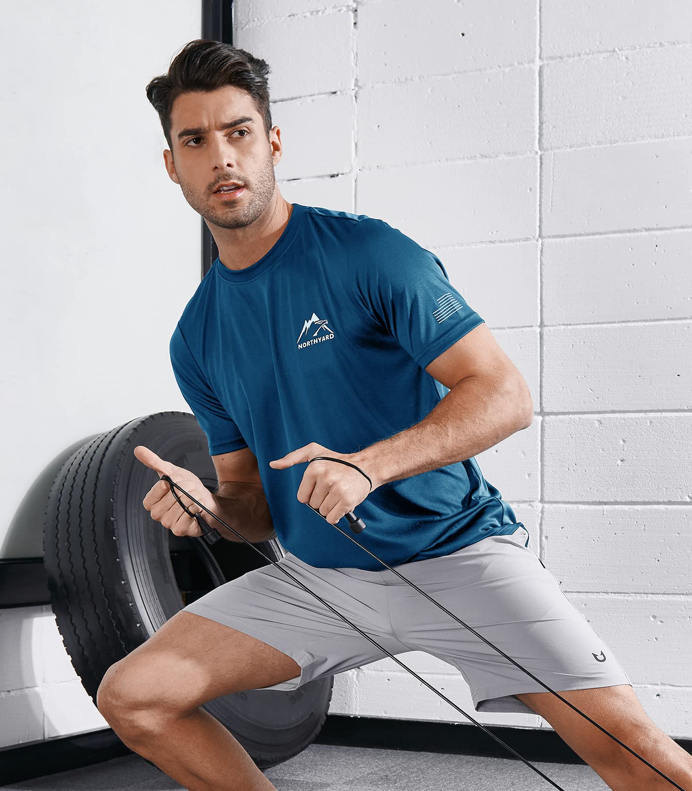 Men's Athletic Running T-Shirts Short Sleeve Workout Dry fit Gym Sport