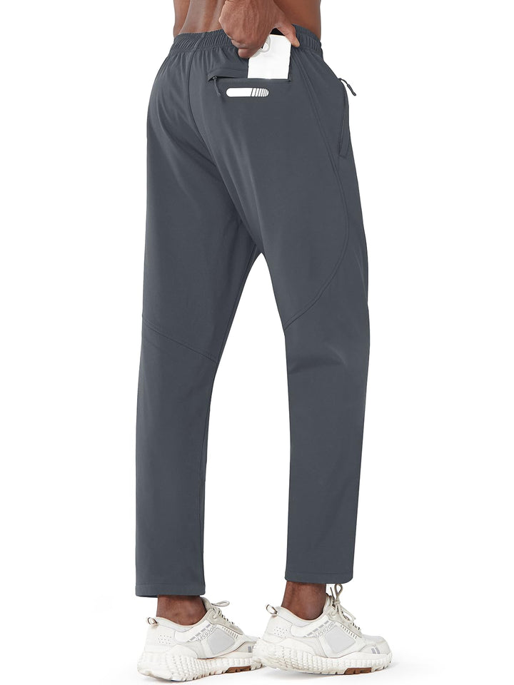 Men's Dark Grey Fleece Lined Pants Baggy Lounge Golf Work Casual Sweatpants Pocket