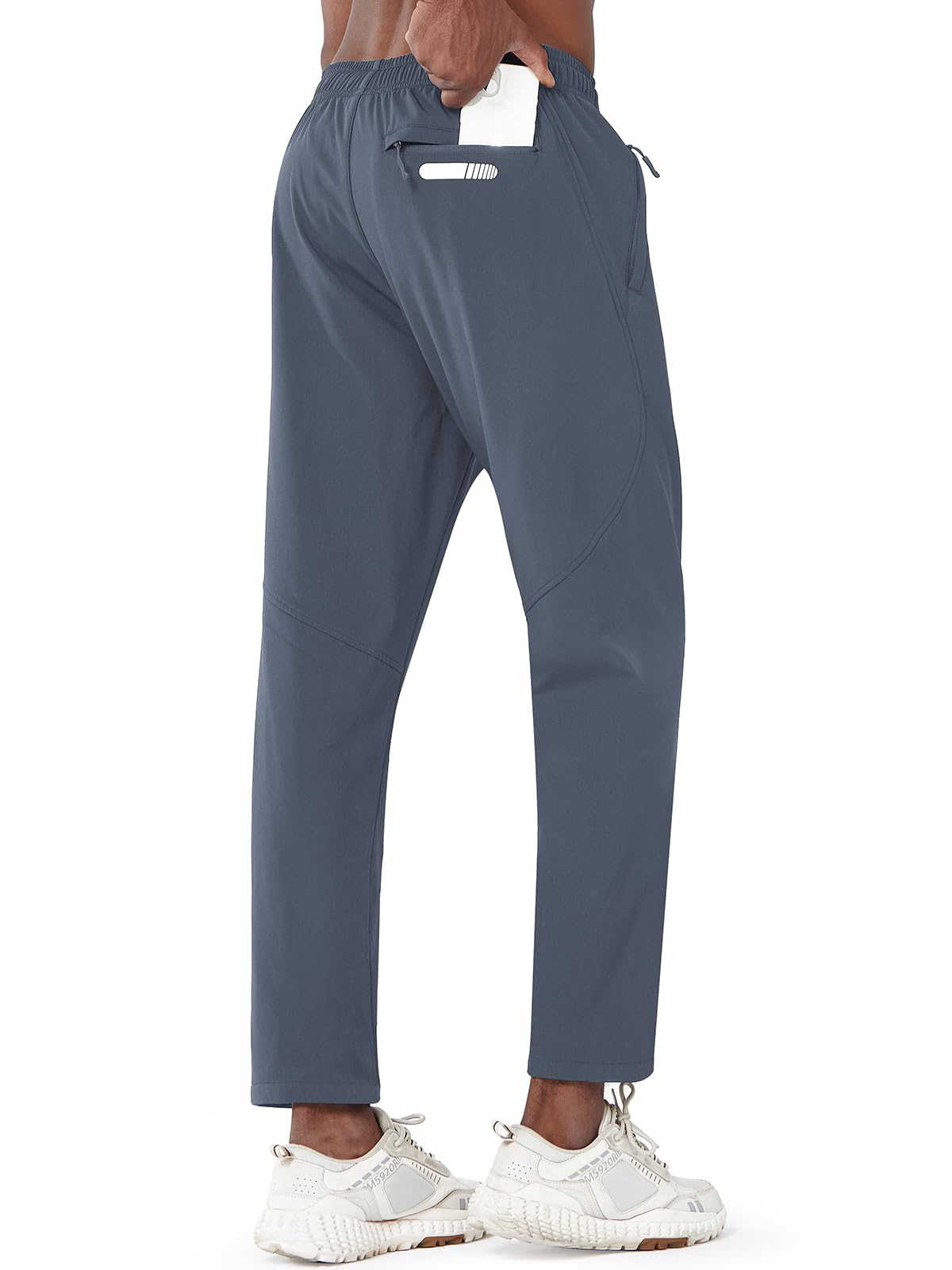 Men's Cool Grey Fleece Lined Pants Baggy Lounge Golf Work Casual Sweatpants Pocket