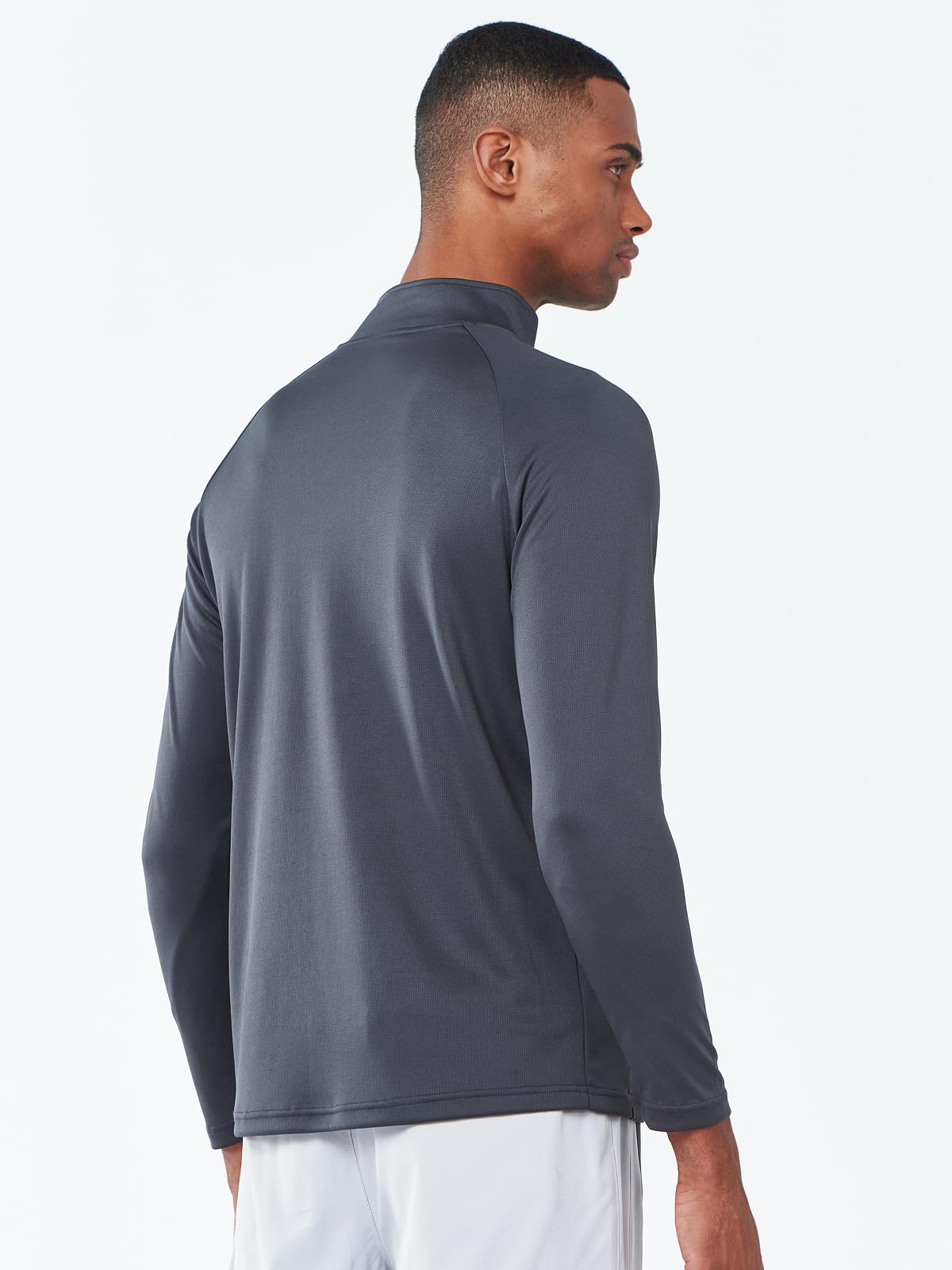 Men's Dark Grey Quarter 1/4 Zip Sweatshirt Pullover lightweight Athletic Shirts Back