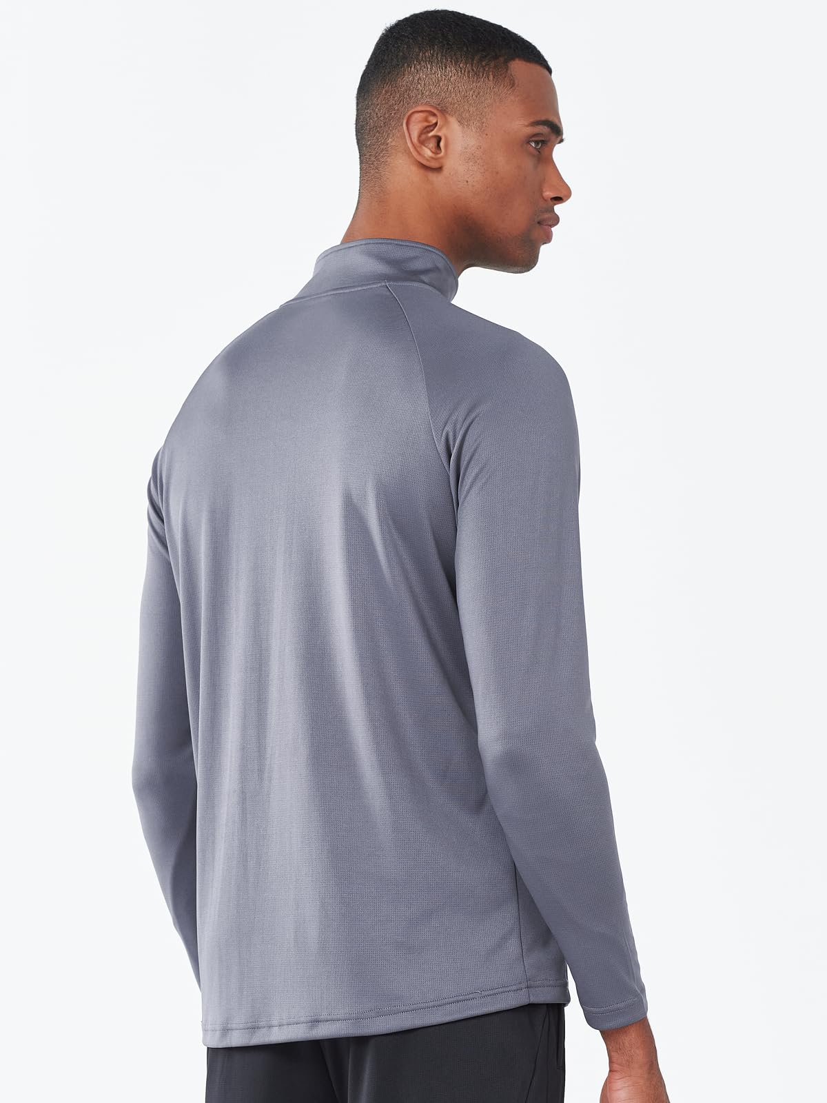 Men's Smoke Grey Quarter 1/4 Zip Sweatshirt Pullover lightweight Athletic Shirts Back