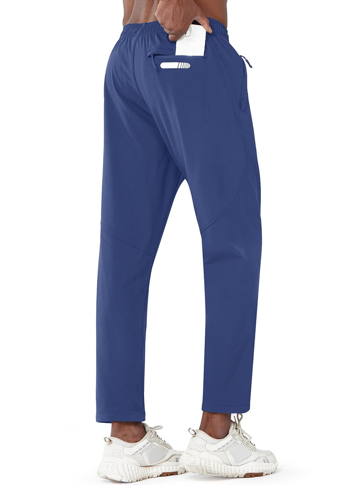Men's Dark Blue Fleece Lined Pants Baggy Lounge Golf Work Casual Sweatpants Pocket