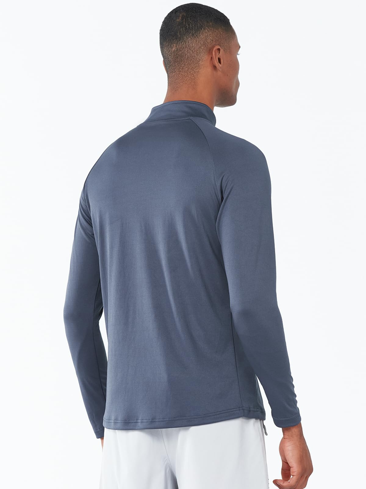 Men's Cool Grey Quarter 1/4 Zip Sweatshirt Pullover lightweight Athletic Shirts Back