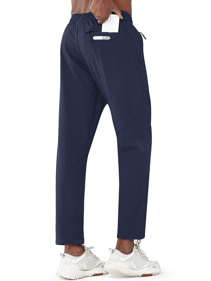 Men's Navy Fleece Lined Pants Baggy Lounge Golf Work Casual Sweatpants Pocket