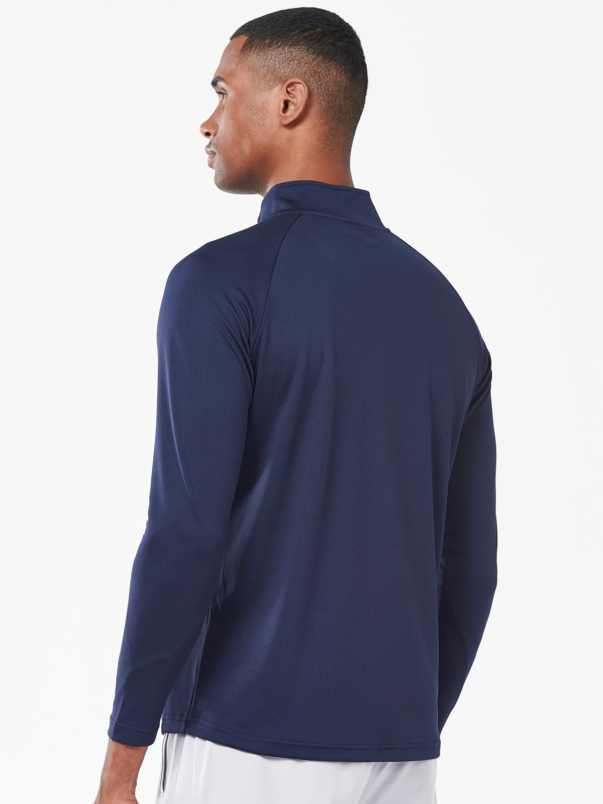 Men's Navy Quarter 1/4 Zip Sweatshirt Pullover lightweight Athletic Shirts Back