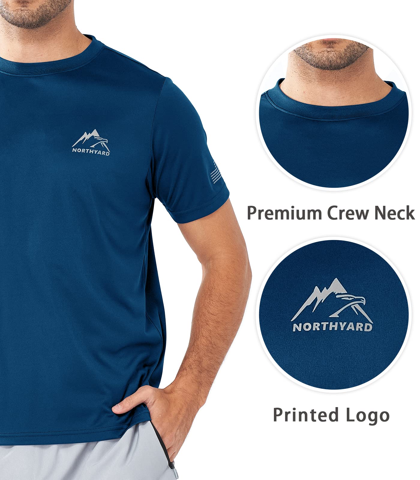 Men's Athletic Running T-Shirts Short Sleeve Workout Dry fit Gym Sport