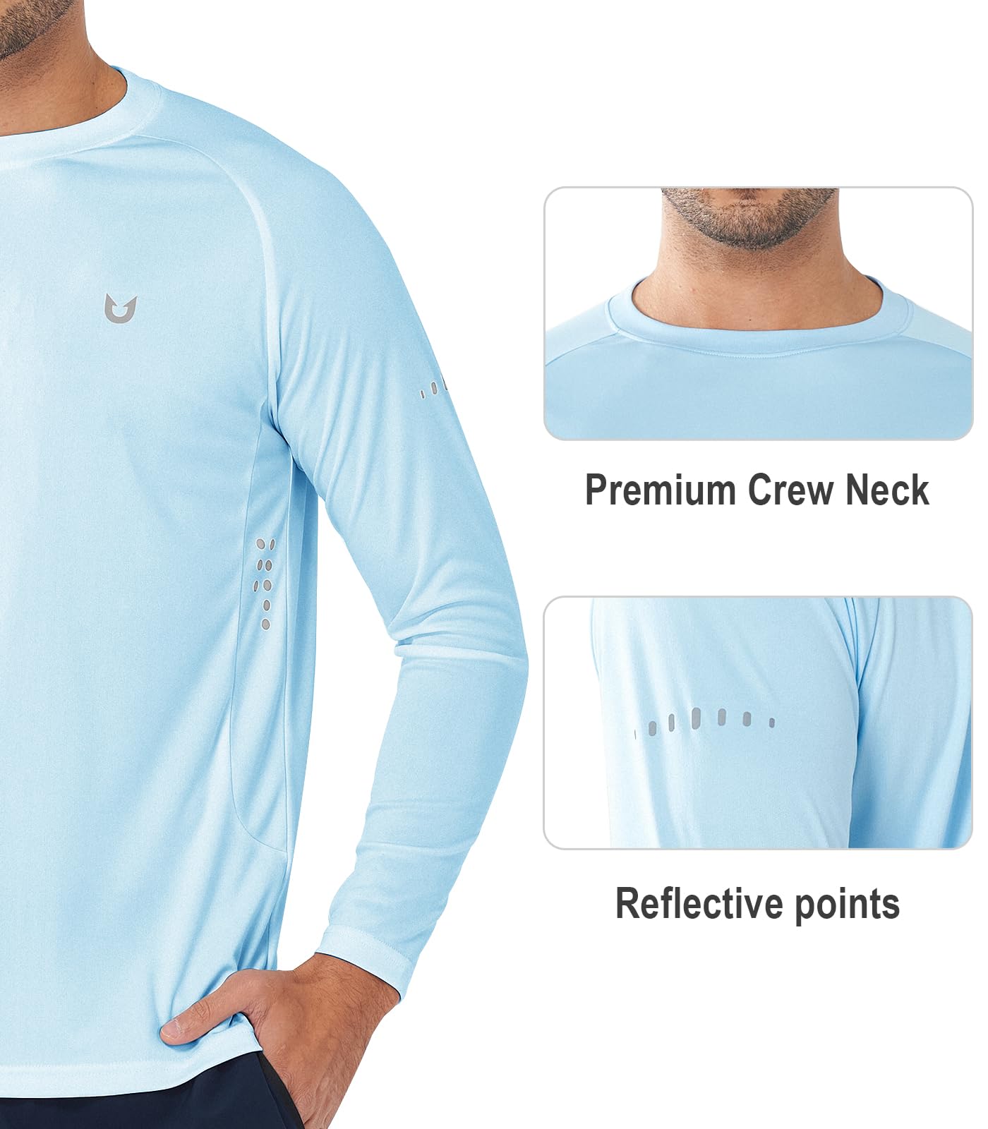 Men's Lightweight Long Sleeve Running Shirts Fishing Sun Undershirts