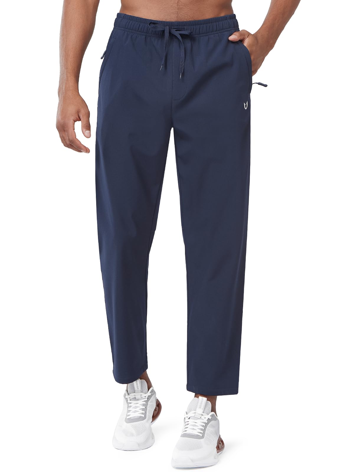 Men's Navy Fleece Lined Pants Baggy Lounge Golf Work Casual Sweatpants Front