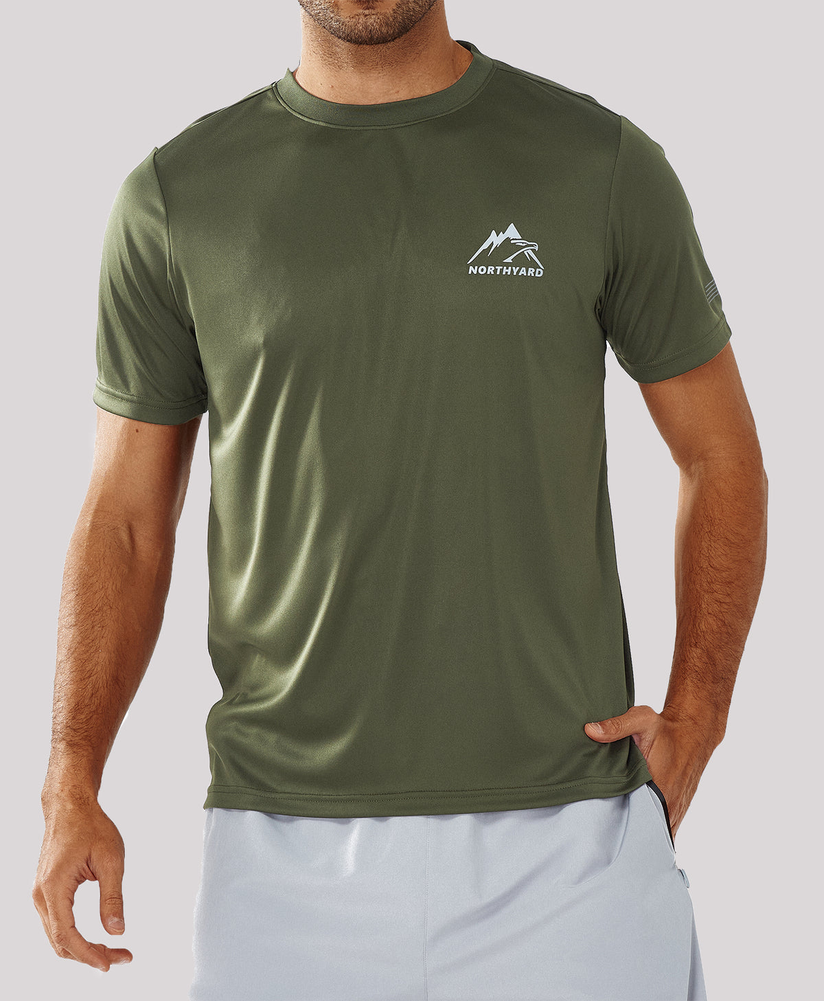
Men's Athletic Running T-Shirts Short Sleeve Workout Dry fit Gym Sport — army green