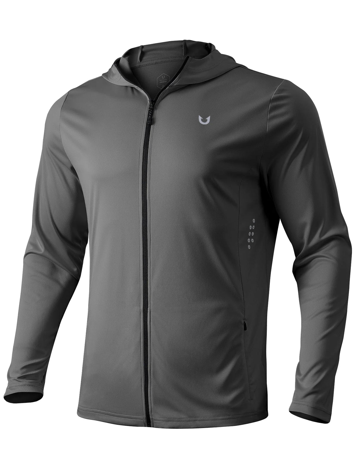 
Men's Sun Protection Full-Zip Running Hoodie with 4 Pockets — NORTHYARD men's darkgrey full-zip hooded jacket, front view — darkgrey