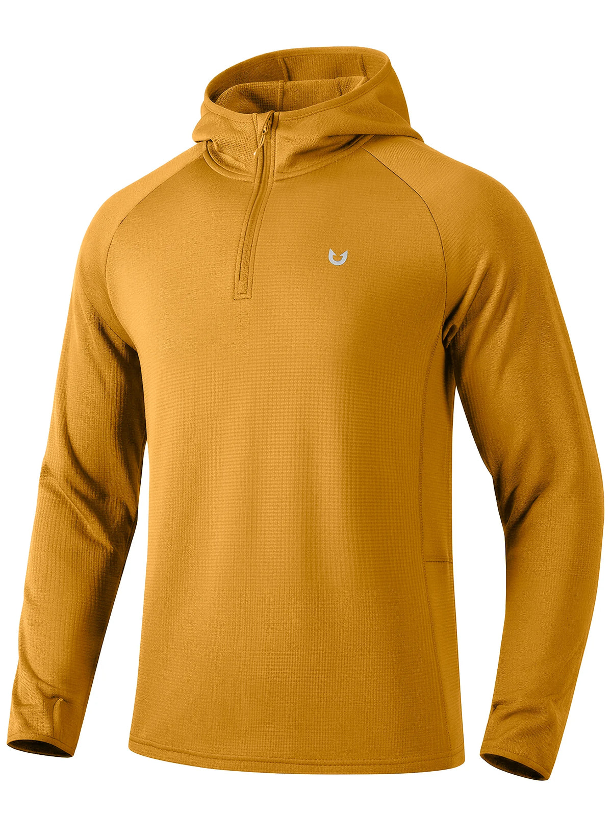 
Men's Quarter-Zip Waffle Fleece Running Hoodie with Thumbholes — Men's quarter-zip waffle fleece hoodie in Brown — brown