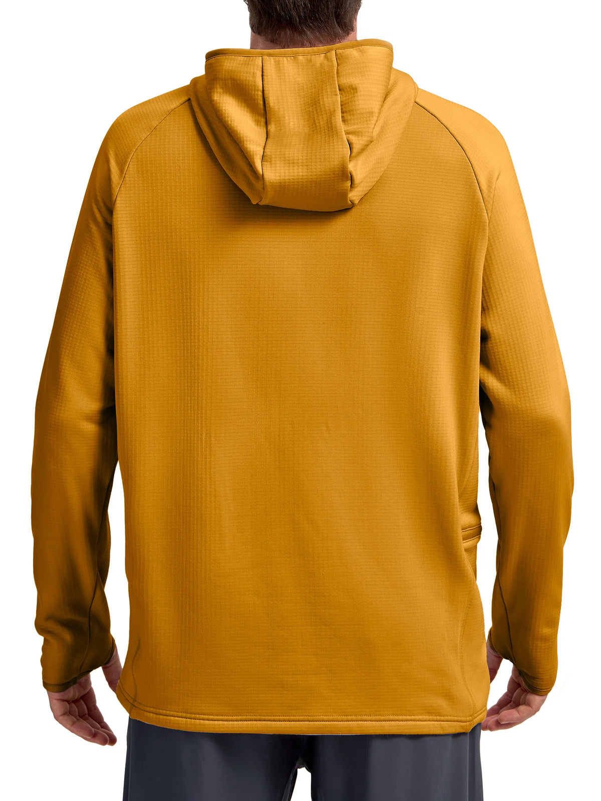 
Men's Quarter-Zip Waffle Fleece Running Hoodie with Thumbholes — Men's quarter-zip waffle fleece hoodie in Brown — brown