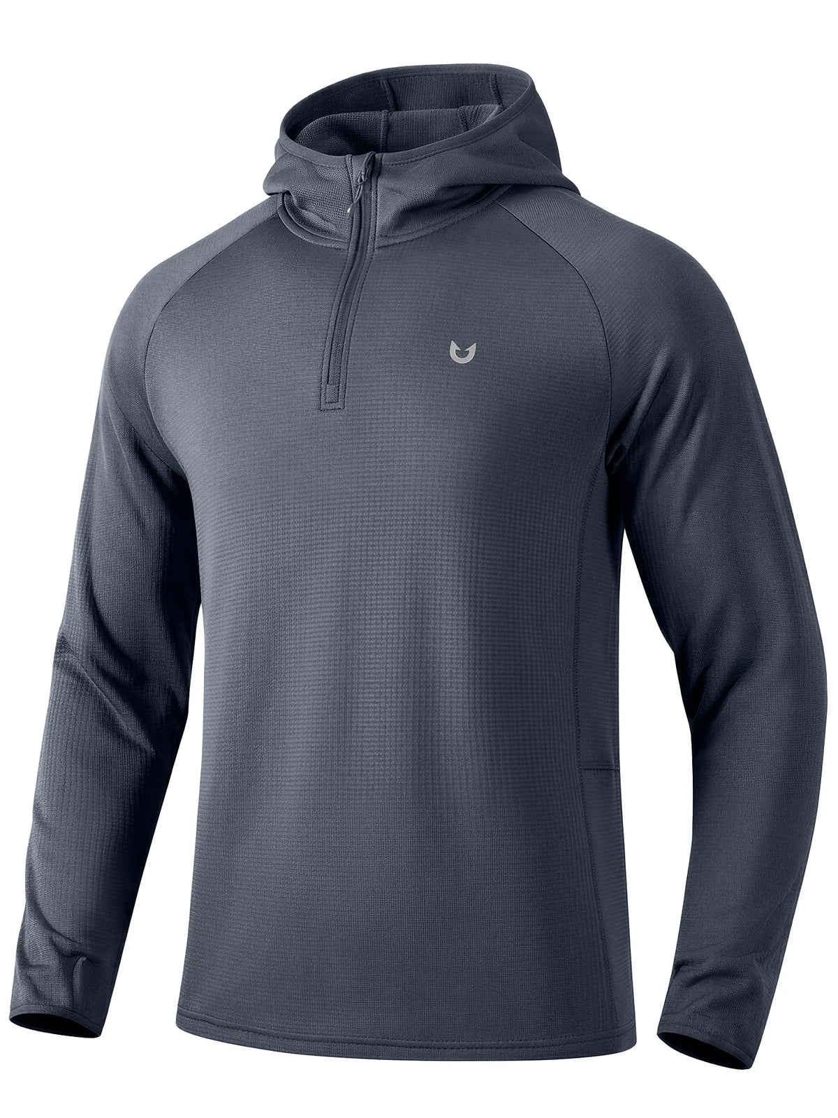 
Men's Quarter-Zip Waffle Fleece Running Hoodie with Thumbholes — Men's quarter-zip waffle fleece hoodie in Dark Grey — dark grey