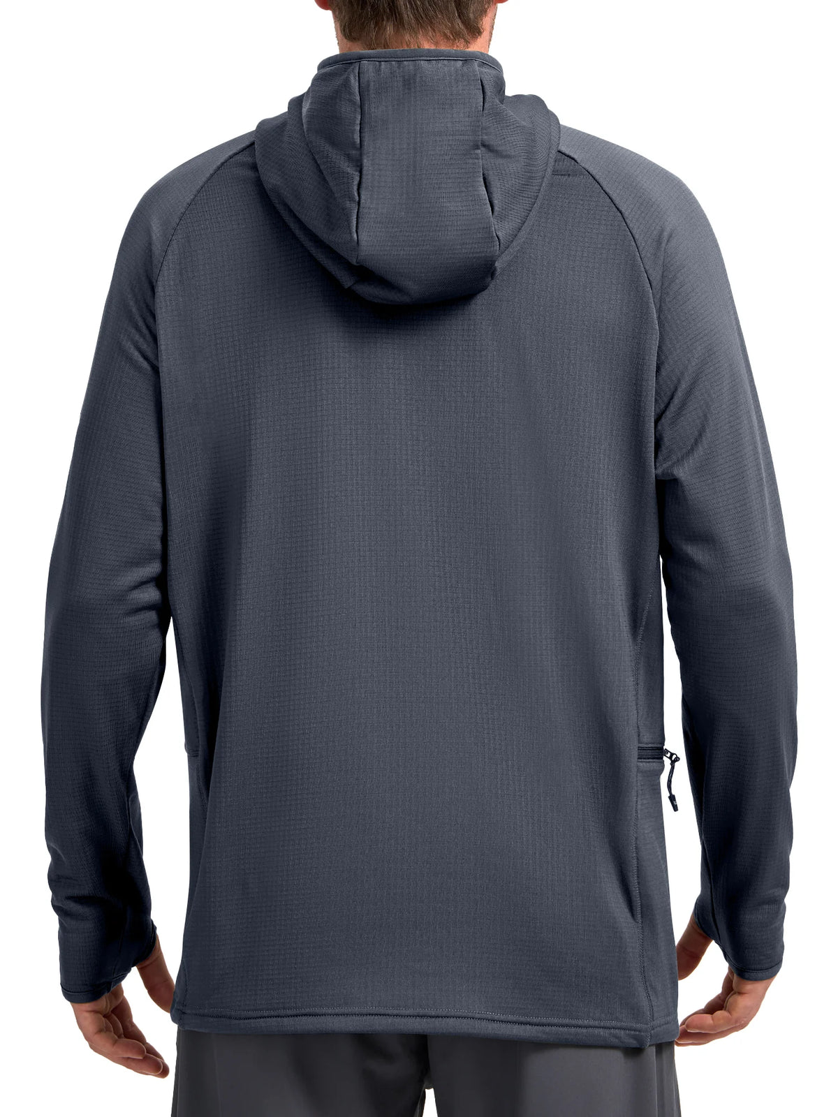 
Men's Quarter-Zip Waffle Fleece Running Hoodie with Thumbholes — Men's quarter-zip waffle fleece hoodie in Dark Grey — dark grey