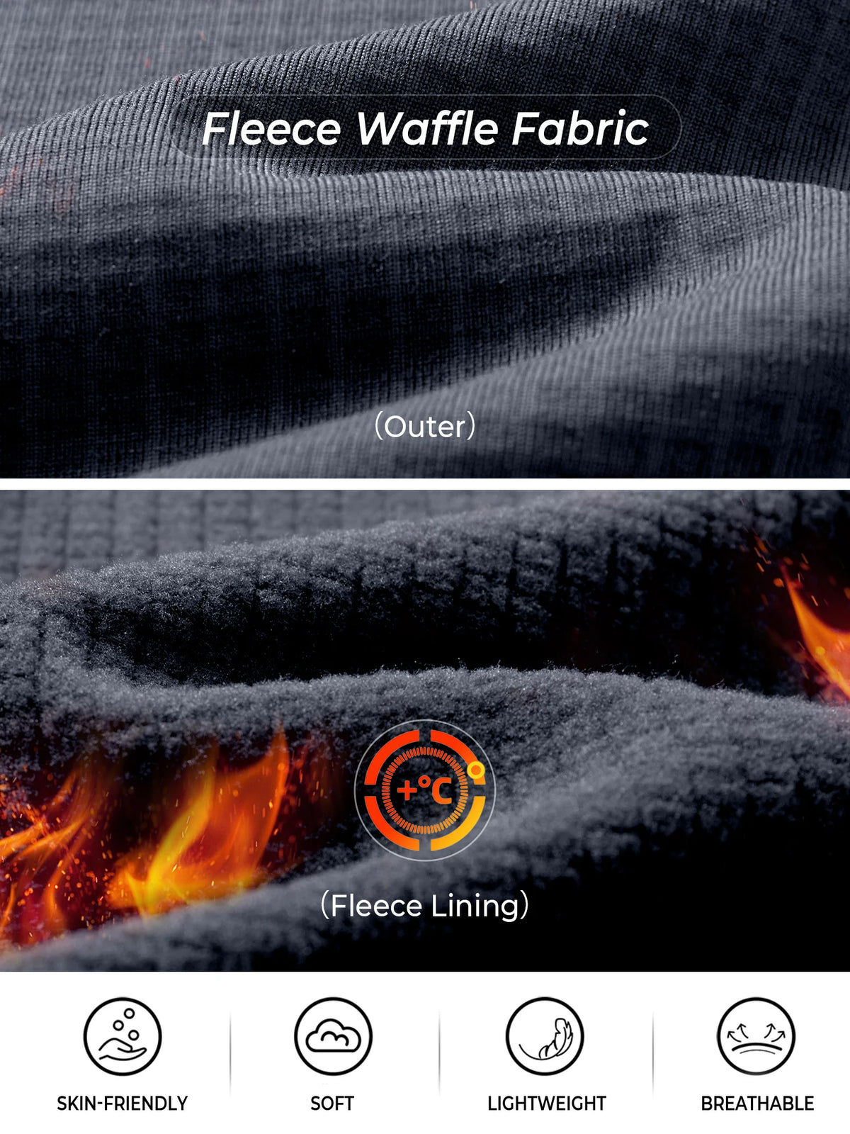 
Men's Quarter-Zip Waffle Fleece Running Hoodie with Thumbholes — Men's quarter-zip waffle fleece hoodie in Dark Grey — dark grey