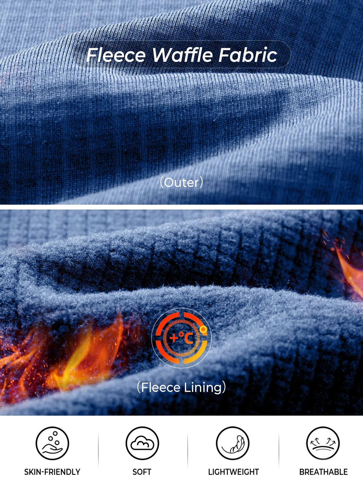 
Men's Quarter-Zip Waffle Fleece Running Hoodie with Thumbholes — Men's quarter-zip waffle fleece hoodie in Dusty Blue — dusty blue