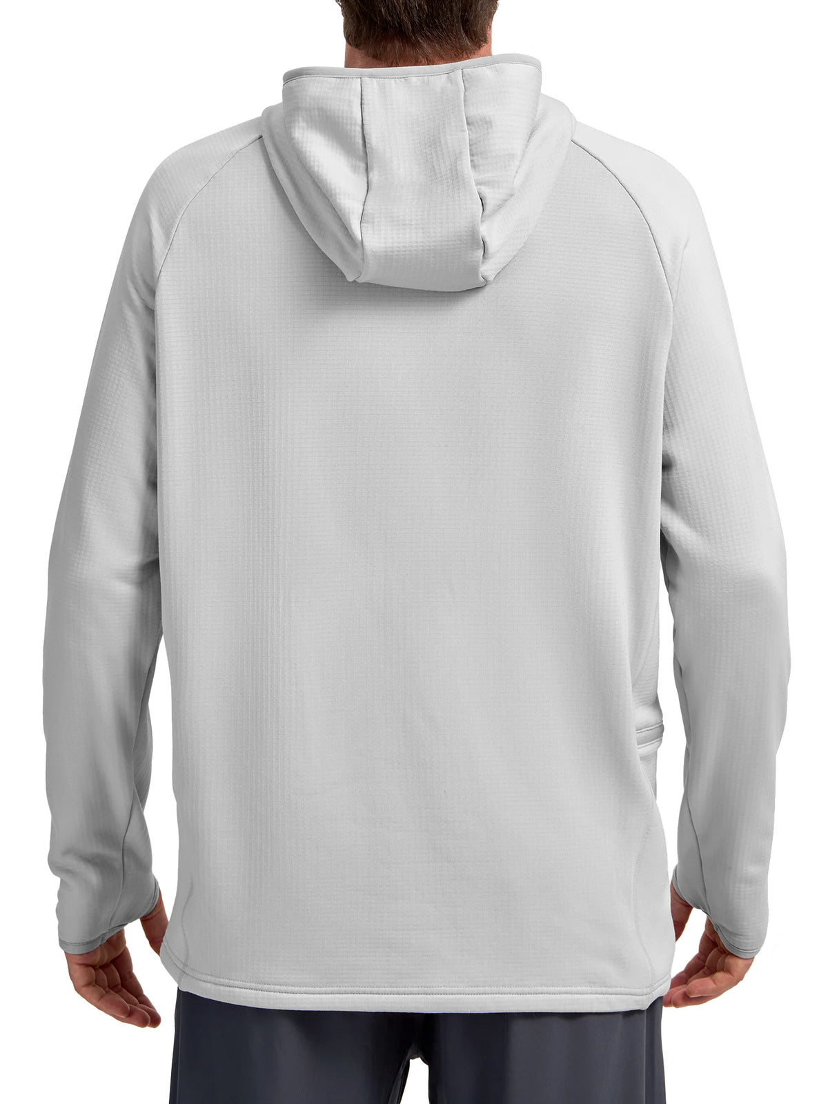 
Men's Quarter-Zip Waffle Fleece Running Hoodie with Thumbholes — Men's quarter-zip waffle fleece hoodie in Light Grey — light grey