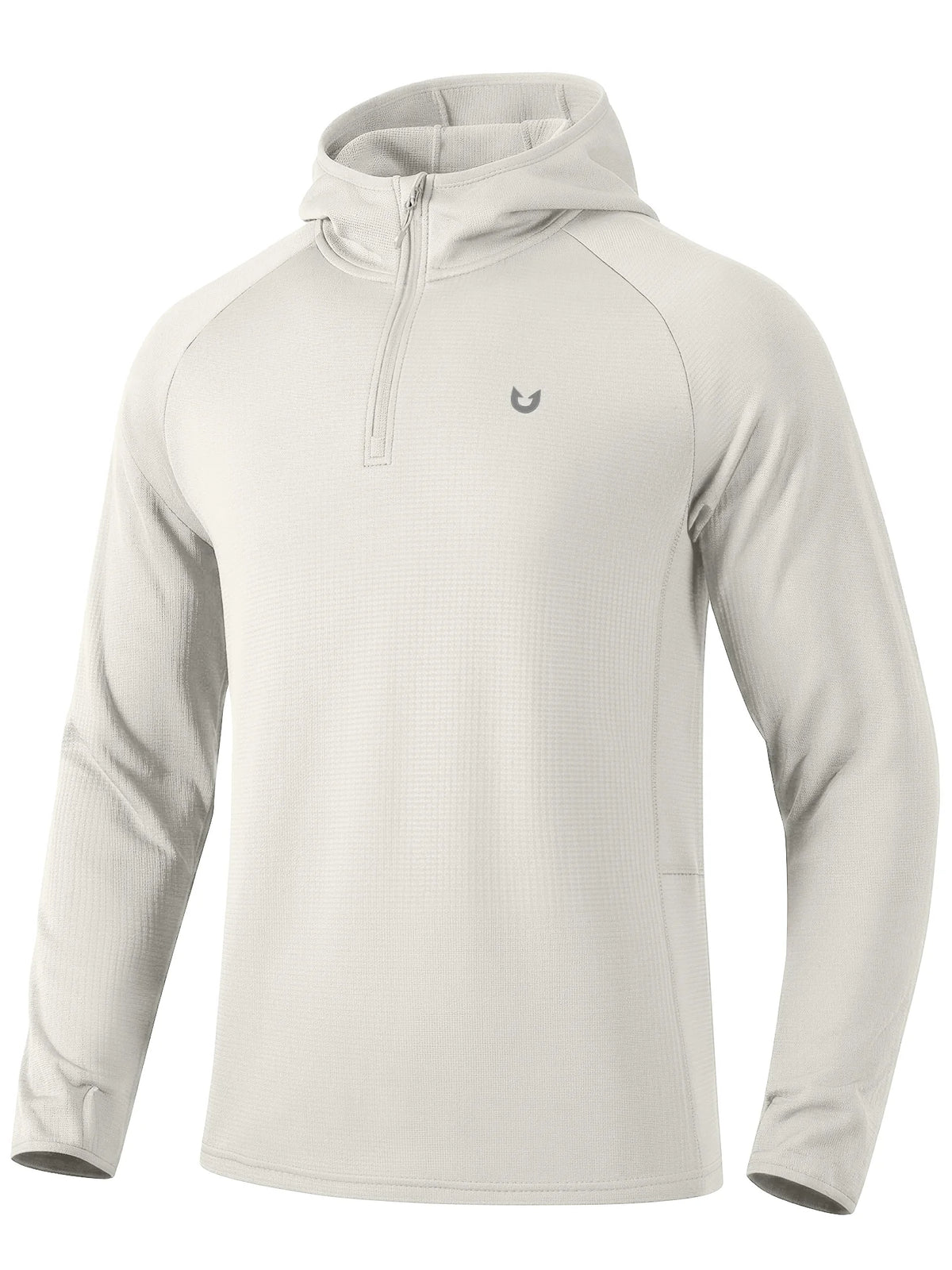 
Men's Quarter-Zip Waffle Fleece Running Hoodie with Thumbholes — Men's quarter-zip waffle fleece hoodie in White — white