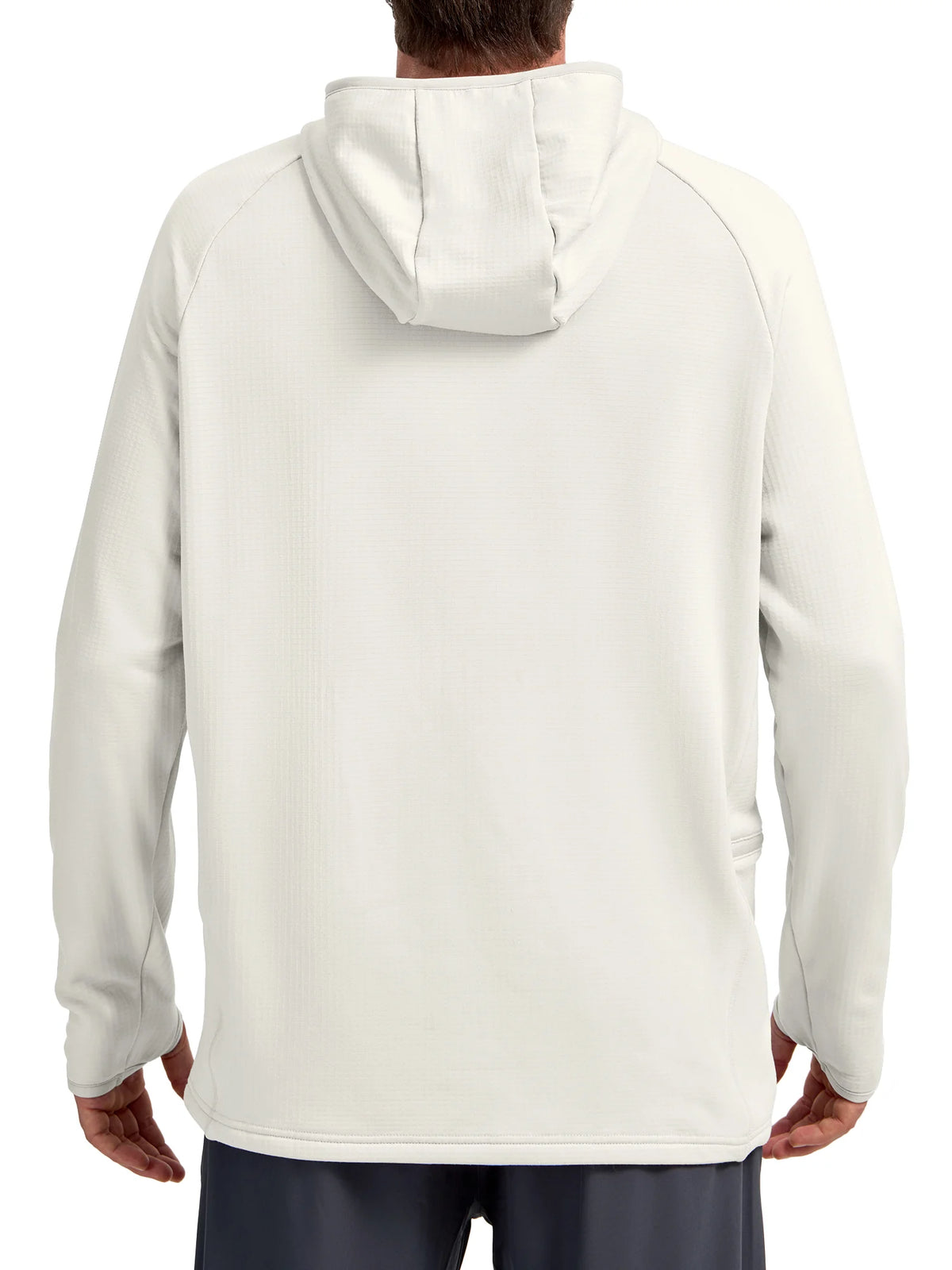 
Men's Quarter-Zip Waffle Fleece Running Hoodie with Thumbholes — Men's quarter-zip waffle fleece hoodie in White — white