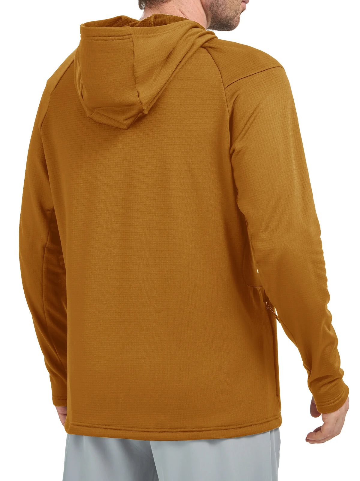 
Men's Waffle Fleece Pullover Running Hoodie with Zipper Pockets — Men's waffle fleece pullover hoodie in Brown — brown