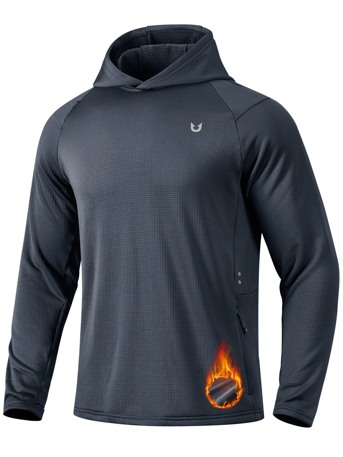 
Men's Waffle Fleece Pullover Running Hoodie with Zipper Pockets — Men's waffle fleece pullover hoodie in Dark Grey — dark grey