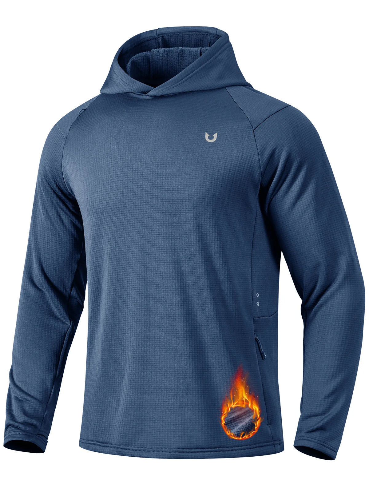 
Men's Waffle Fleece Pullover Running Hoodie with Zipper Pockets — Men's waffle fleece pullover hoodie in Dusty Blue — dusty blue
