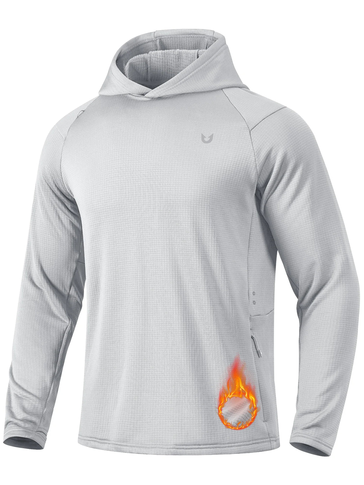 
Men's Waffle Fleece Pullover Running Hoodie with Zipper Pockets — Men's waffle fleece pullover hoodie in Light Grey — light grey