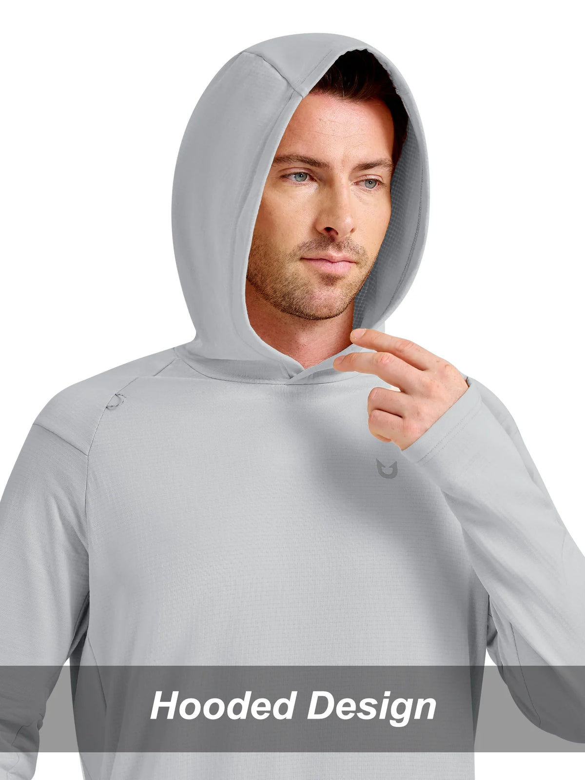 
Men's Waffle Fleece Pullover Running Hoodie with Zipper Pockets — Men's waffle fleece pullover hoodie in Light Grey — light grey