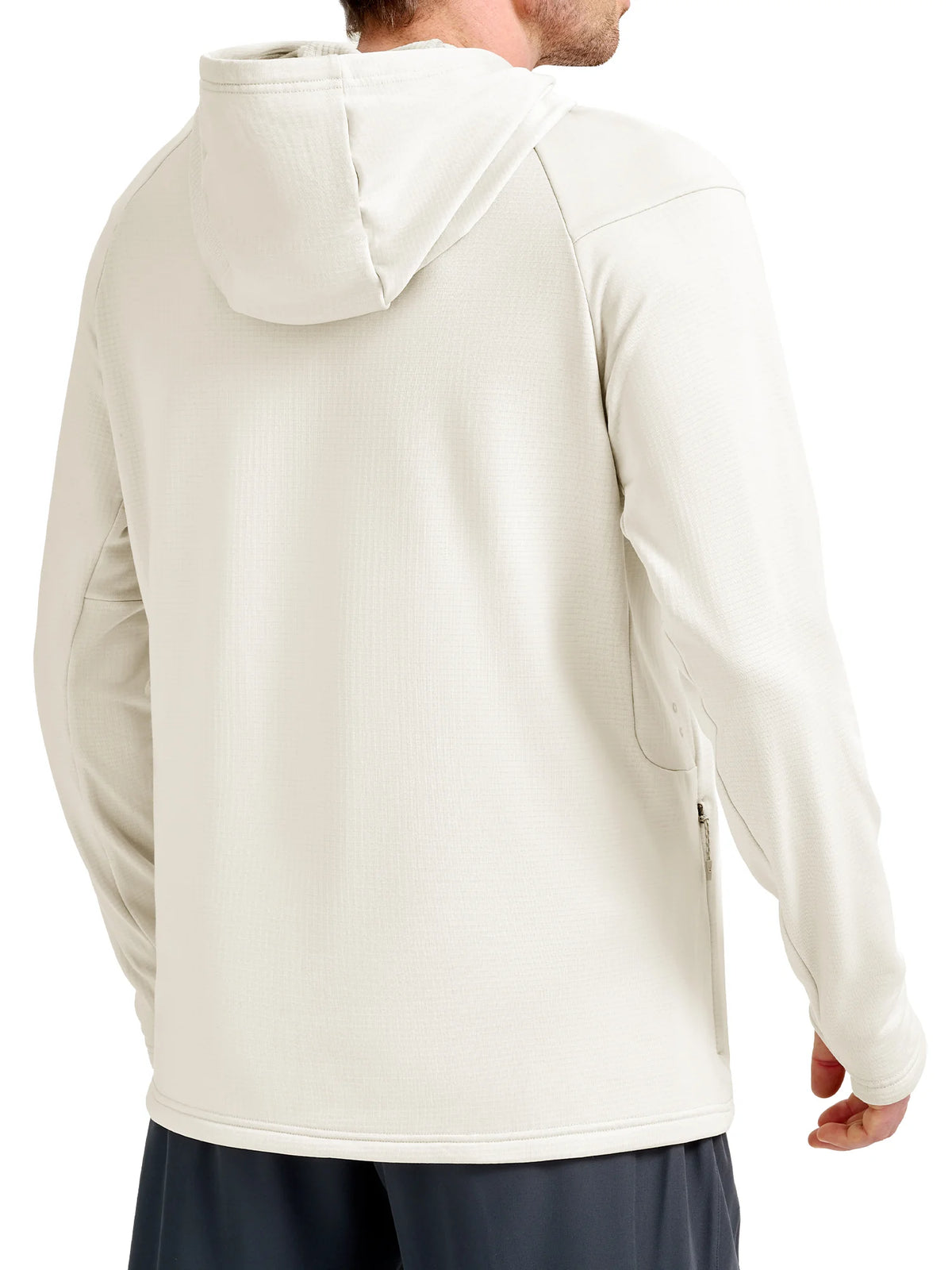 
Men's Waffle Fleece Pullover Running Hoodie with Zipper Pockets — Men's waffle fleece pullover hoodie in White — white