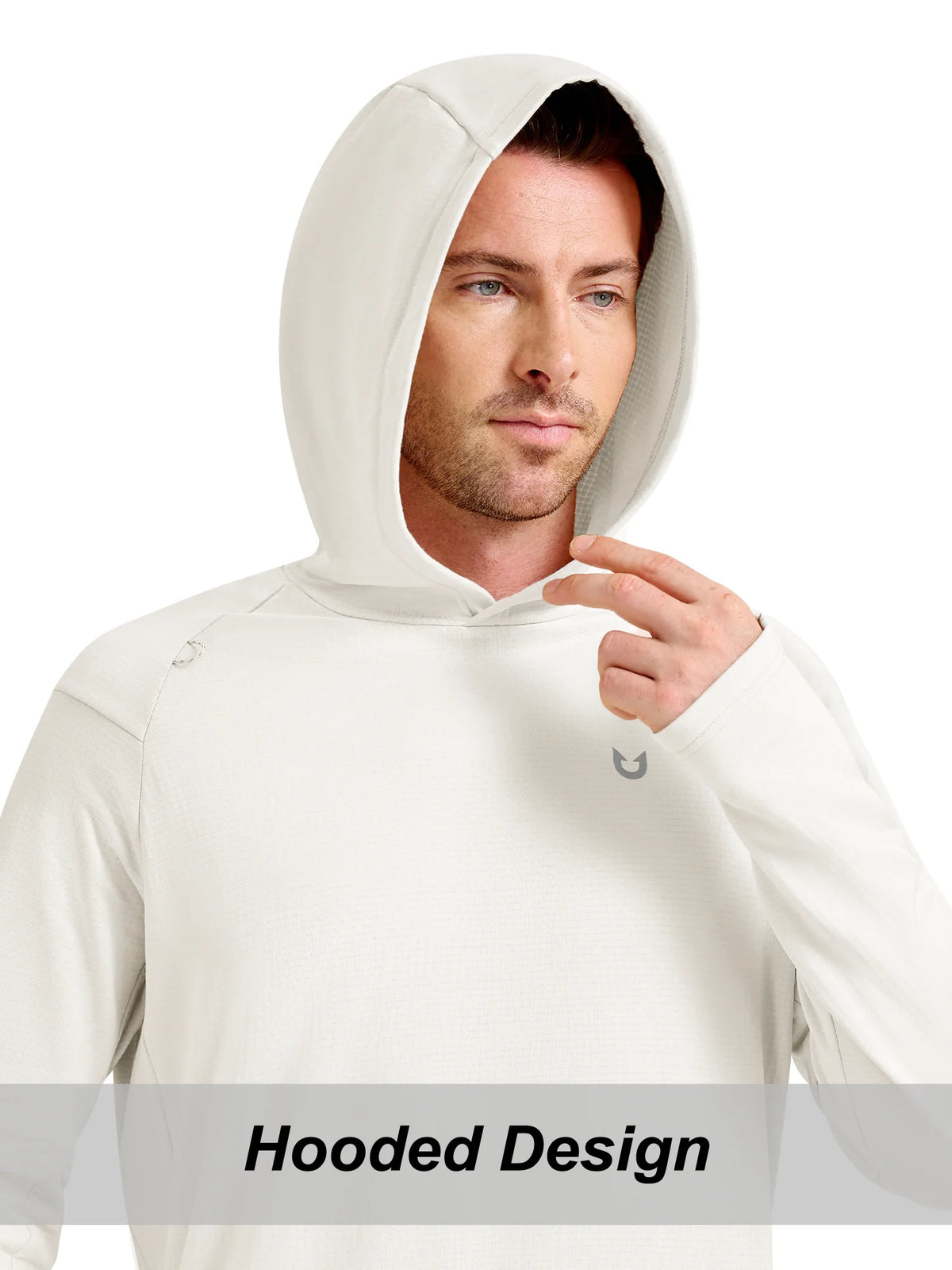 
Men's Waffle Fleece Pullover Running Hoodie with Zipper Pockets — Men's waffle fleece pullover hoodie in White — white