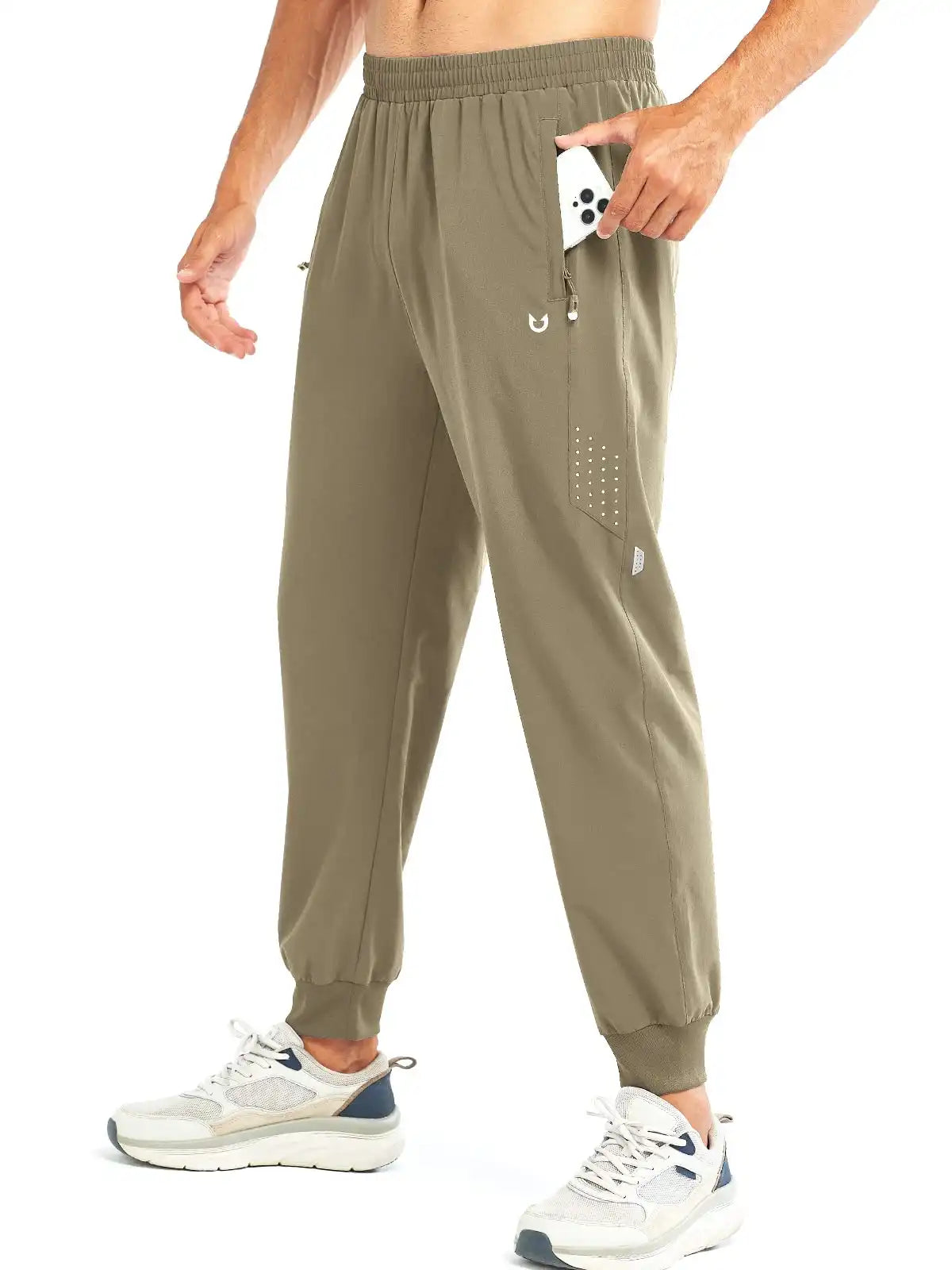 Men's Light Khaki Lightweight Athletic Joggers Gym Workout Sport Pants for Running