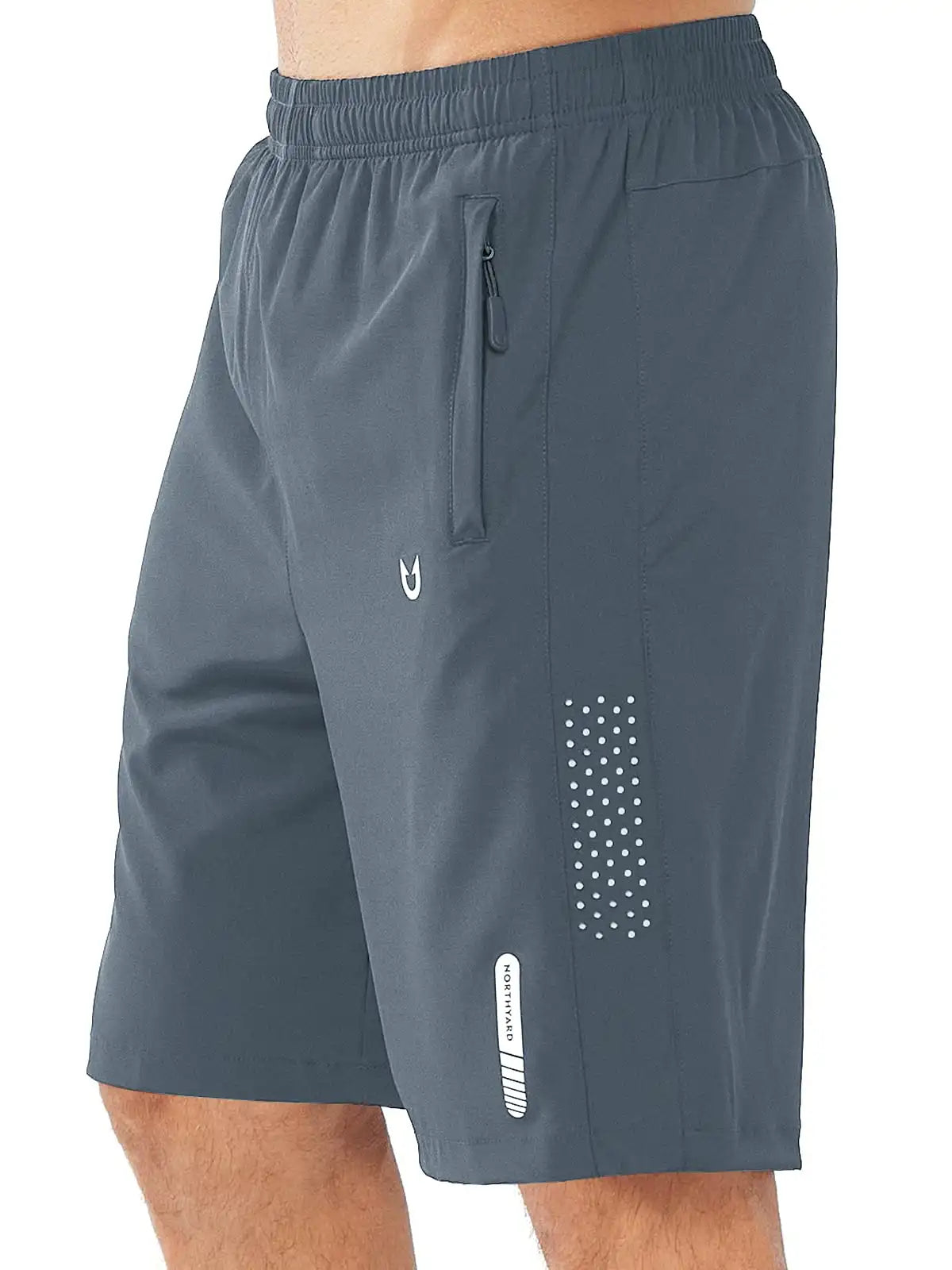 Northyard Men's Cool Grey 9 inch inseam Athletic Shorts Lightweight for Run Hiking Workout