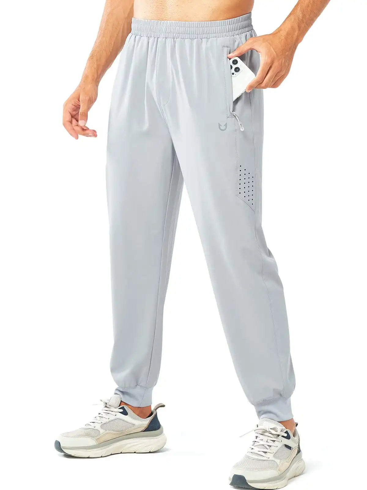 Men's Light Grey Lightweight Athletic Joggers Gym Workout Sport Pants for Running