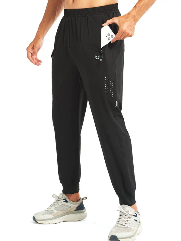 Men's Black Lightweight Athletic Joggers Gym Workout Sport Pants for Running