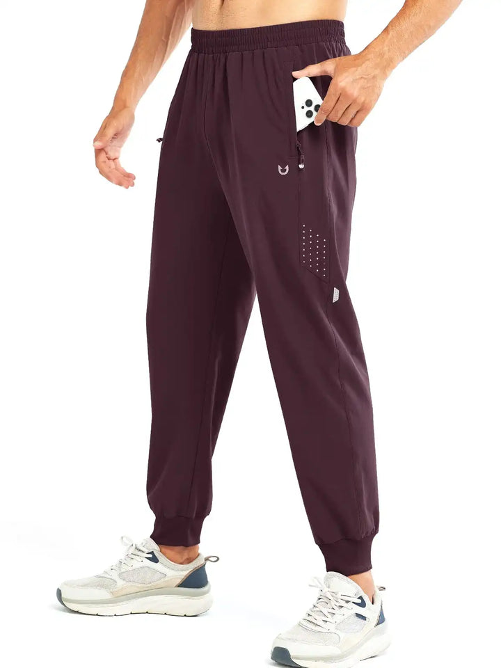Men's Dark Wine Lightweight Athletic Joggers Gym Workout Sport Pants for Running