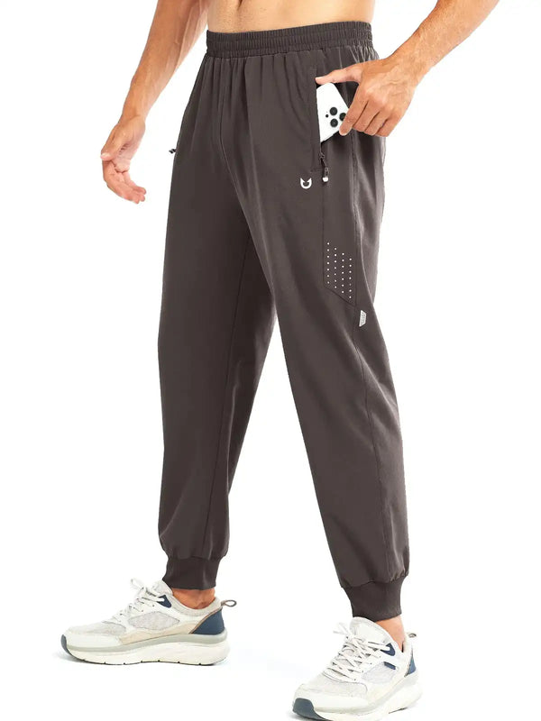 Men's Coffee Lightweight Athletic Joggers Gym Workout Sport Pants for Running