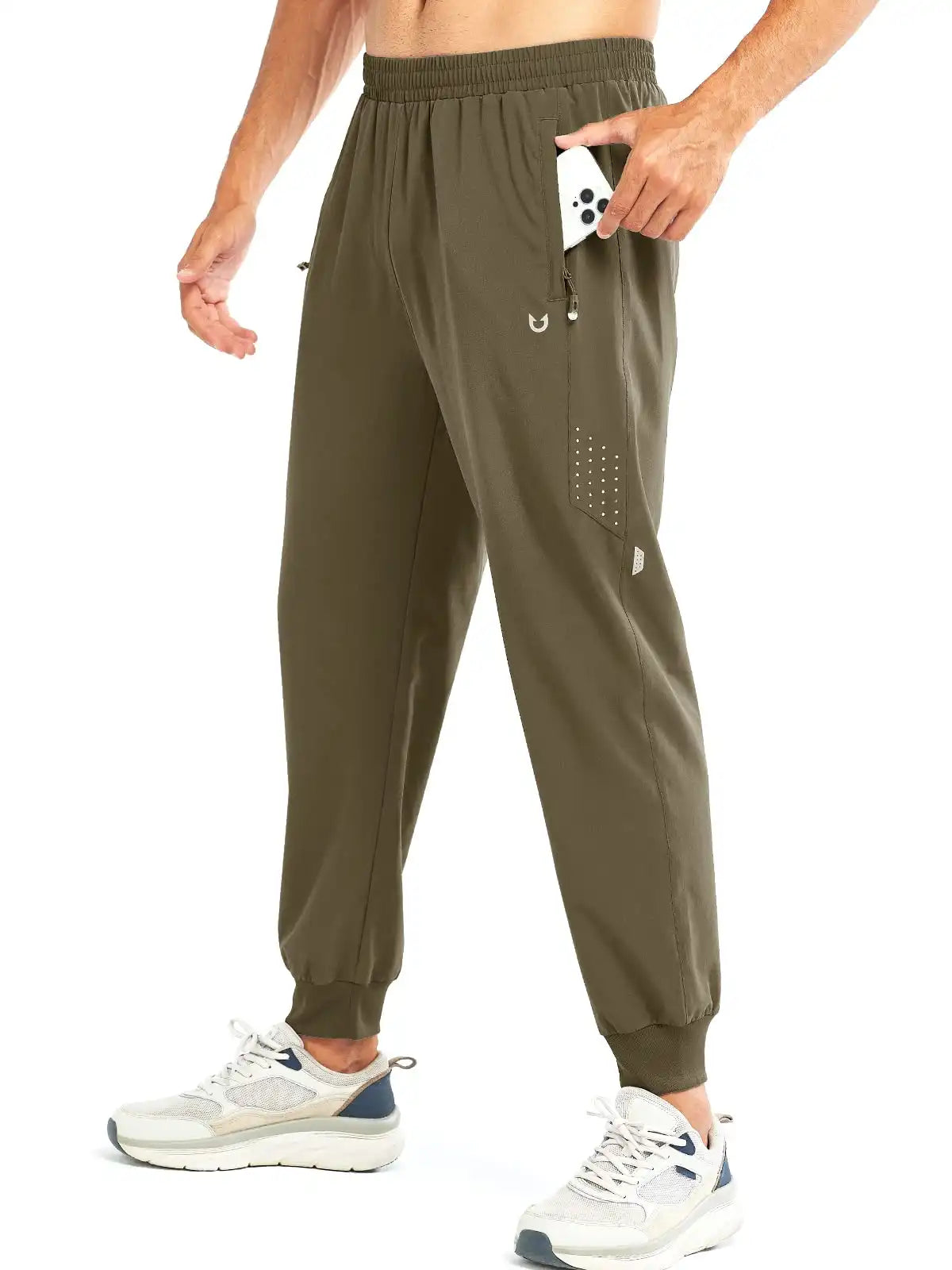 Men's Dark Khaki Lightweight Athletic Joggers Gym Workout Sport Pants for Running