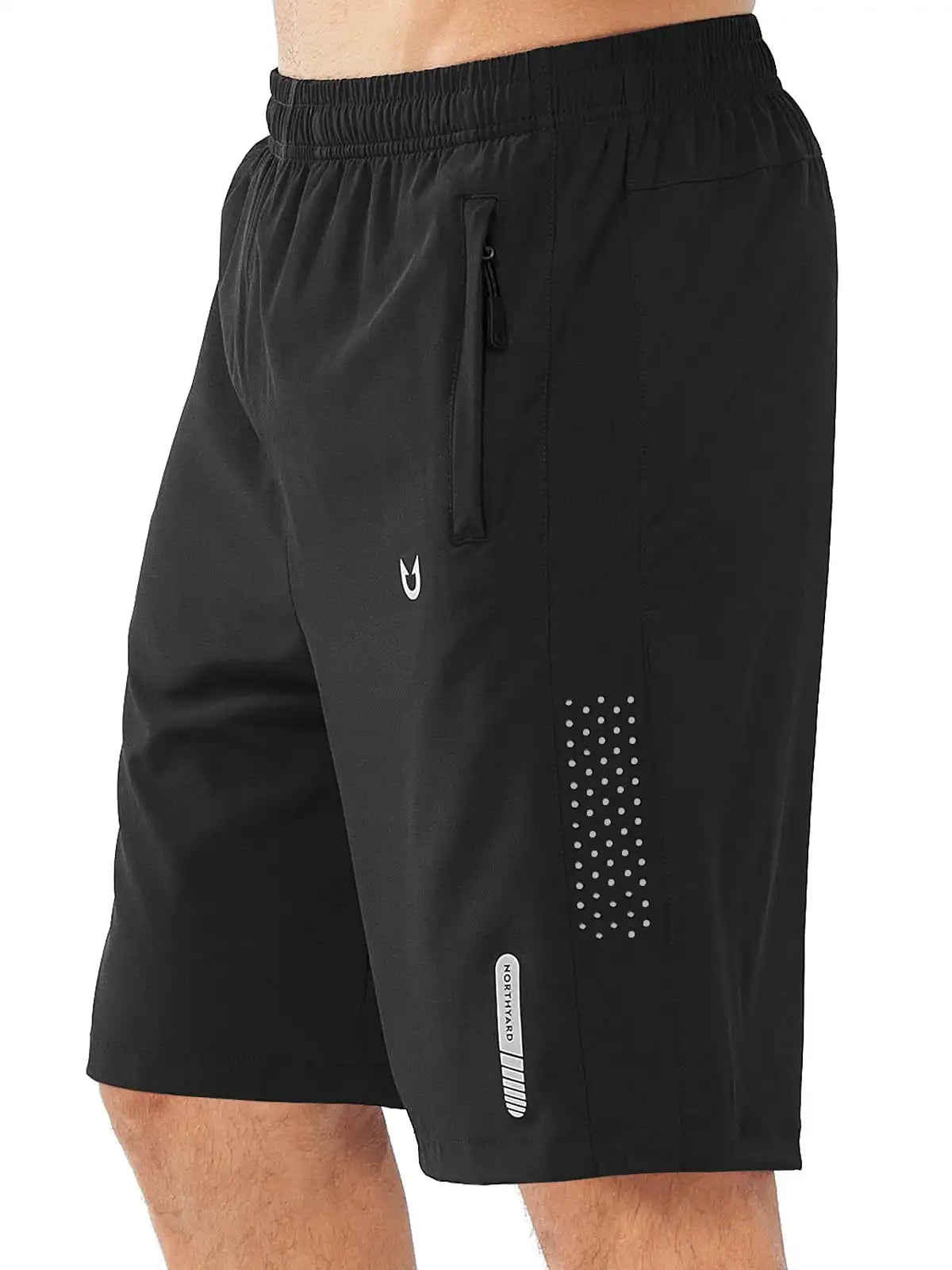Northyard Men's Black 9 inch inseam Athletic Shorts Lightweight for Run Hiking Workout
