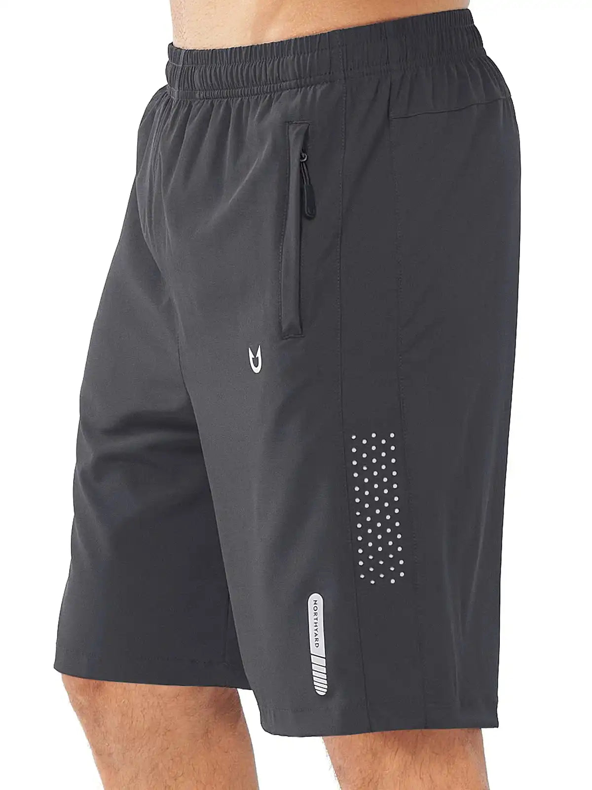Northyard Men's Dark Grey 9 inch inseam Athletic Shorts Lightweight for Run Hiking Workout