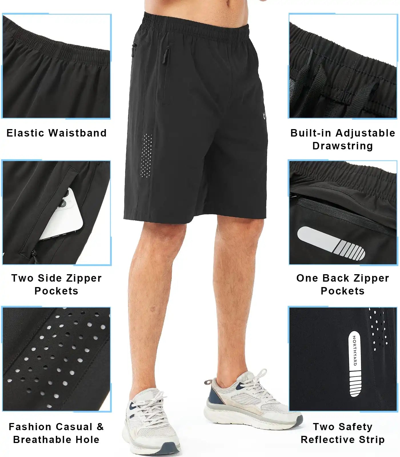 NORTHYARD Men's Athletic Hiking Shorts Quick Dry Workout Shorts 9