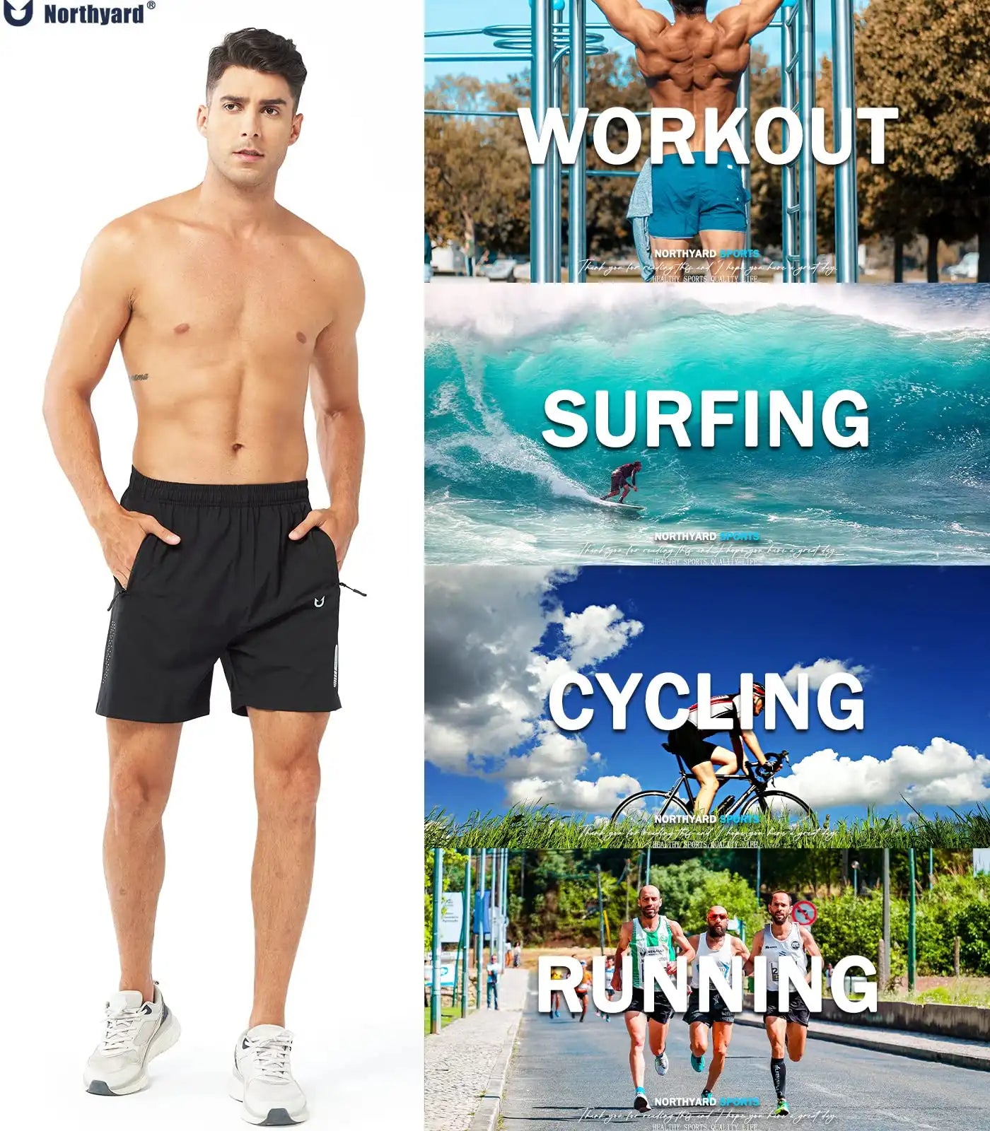 NORTHYARD Men's Athletic Hiking Shorts Quick Dry Workout Shorts 5